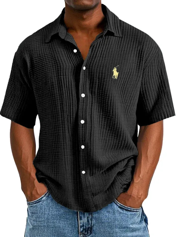 π₯π₯ Men's Loose Fit β¨ Textured Short-Sleeve πΏ Casual Shirt π