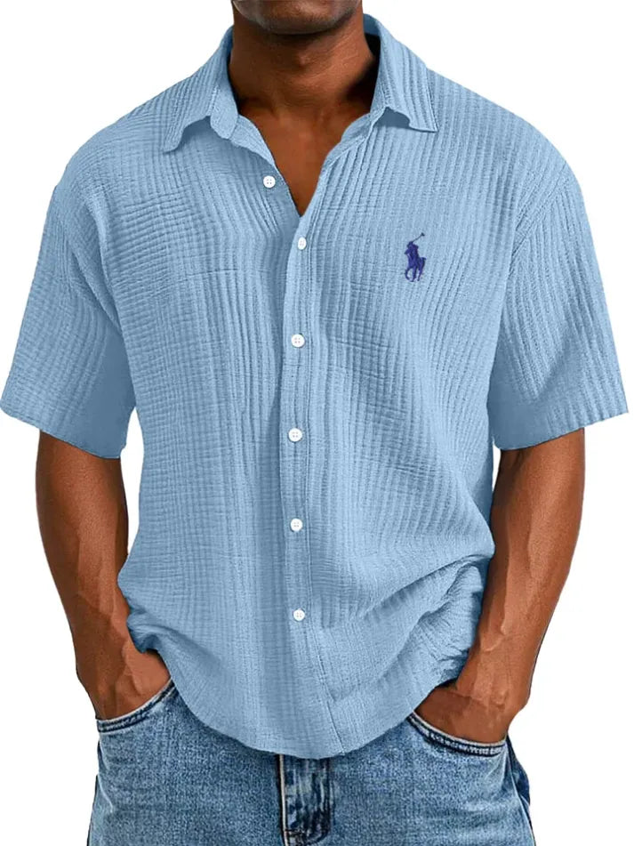 π₯π₯ Men's Loose Fit β¨ Textured Short-Sleeve πΏ Casual Shirt π