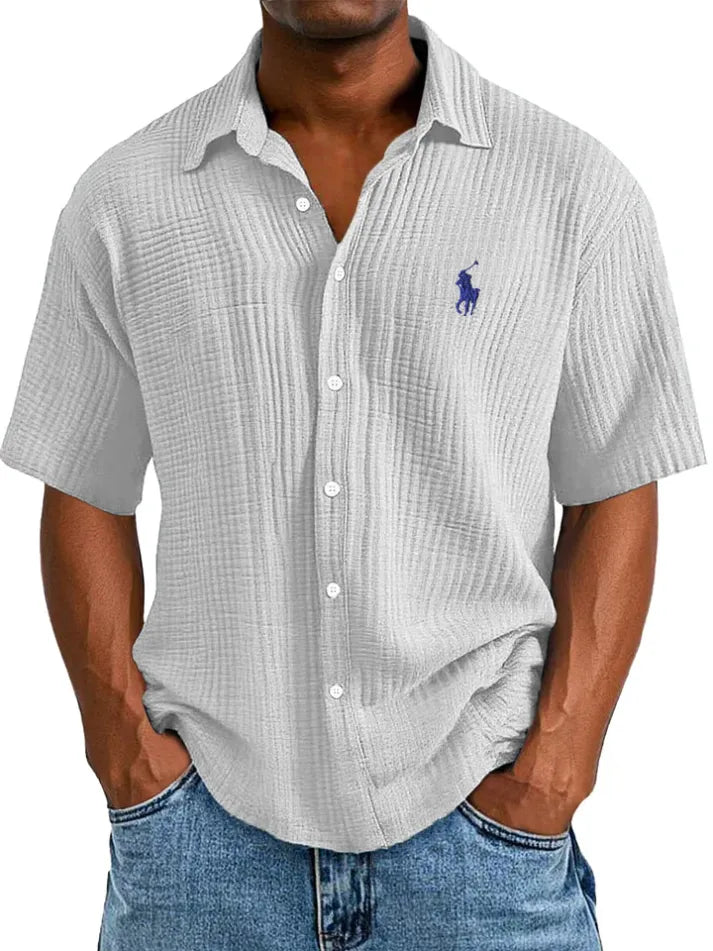 π₯π₯ Men's Loose Fit β¨ Textured Short-Sleeve πΏ Casual Shirt π