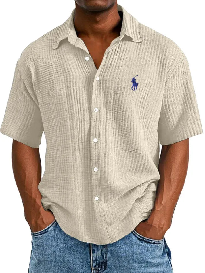 π₯π₯ Men's Loose Fit β¨ Textured Short-Sleeve πΏ Casual Shirt π