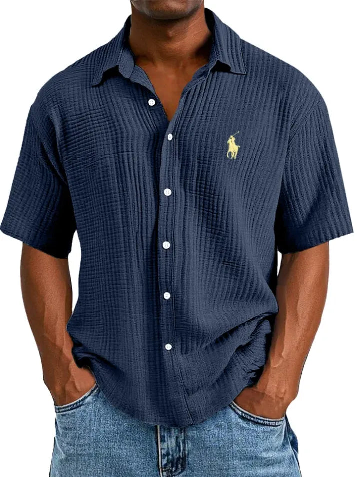 π₯π₯ Men's Loose Fit β¨ Textured Short-Sleeve πΏ Casual Shirt π