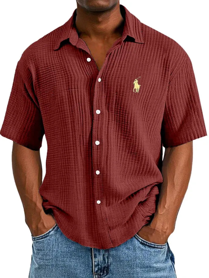 π₯π₯ Men's Loose Fit β¨ Textured Short-Sleeve πΏ Casual Shirt π